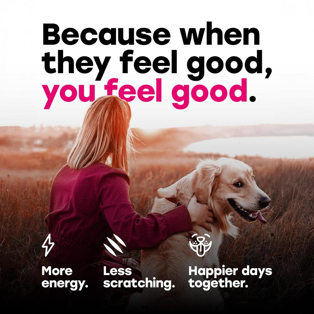 Omega-3 rich Pup Choice chew promotes healthy skin and coat.