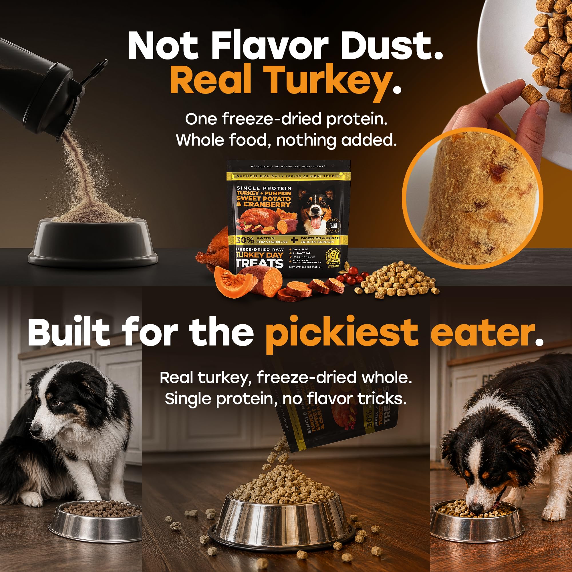 Pup Choice freeze-dried-turkey-treats close-up showing crunchy texture.