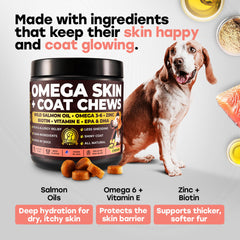 Pup Choice label highlights omega-3-6 biotin zinc vitamin E