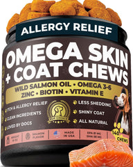 Pup Choice Omega-3-6 chews in bottle for shinier coat