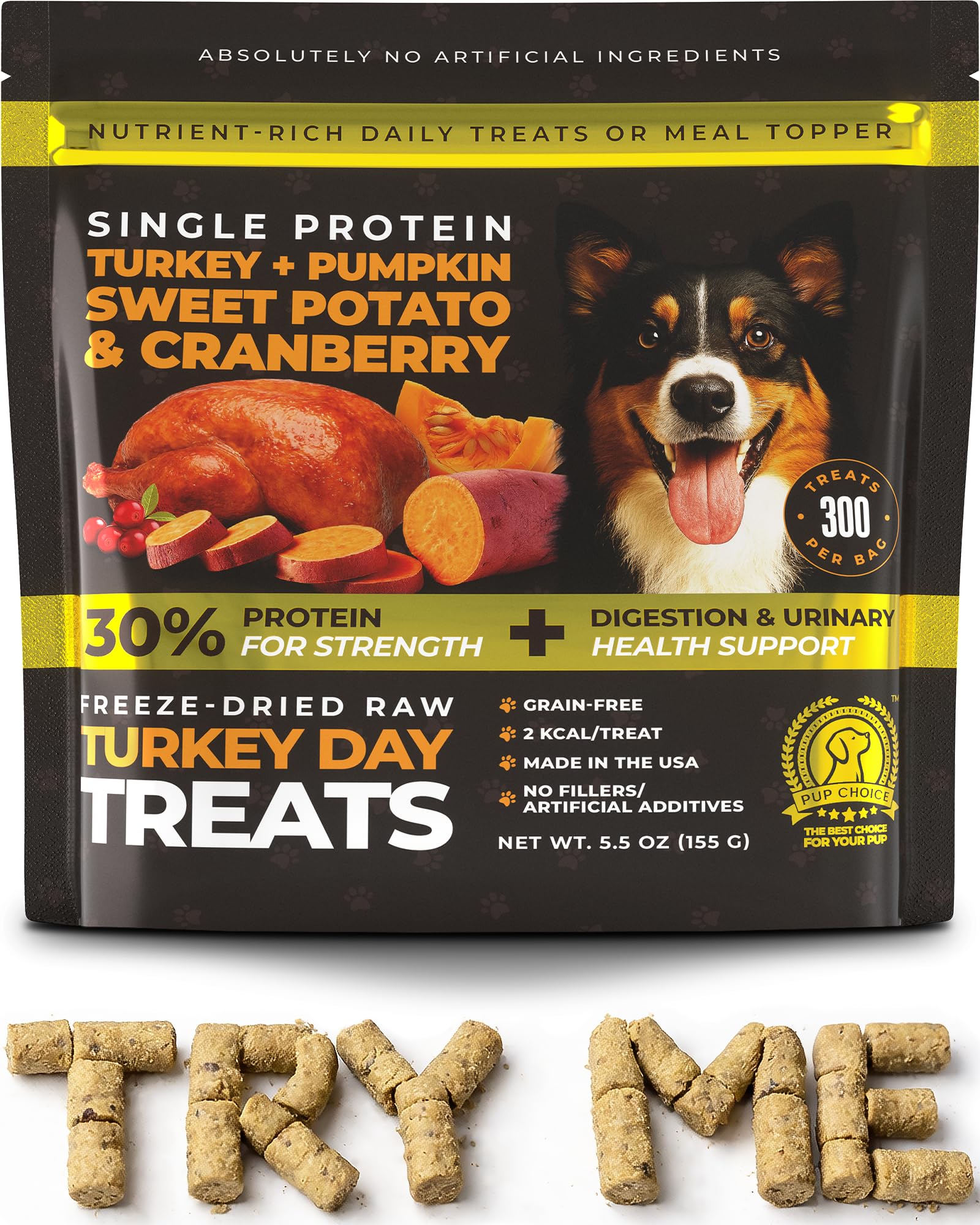 Pup Choice Turkey Day Treats bag with single-protein turkey for training.