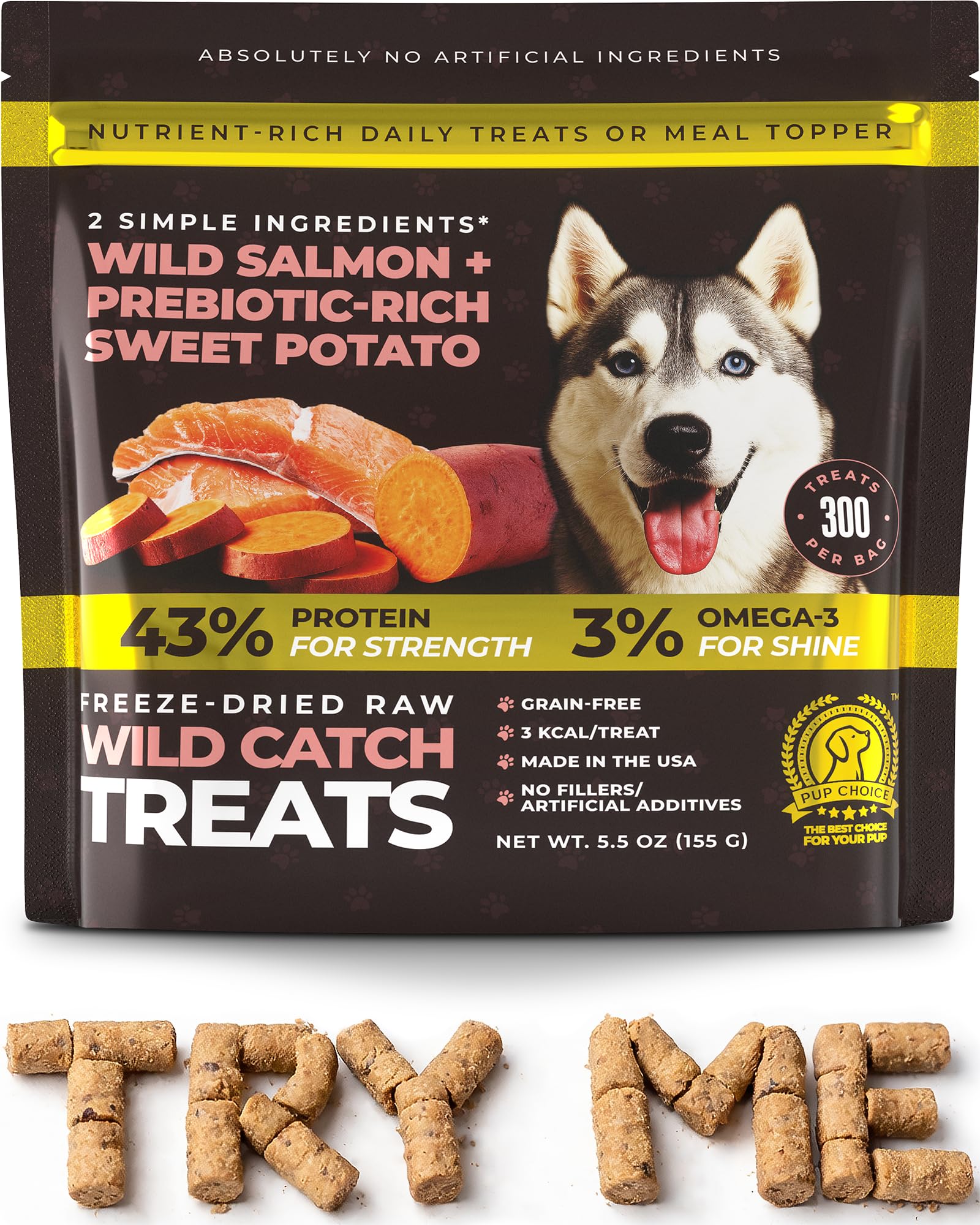 Pup Choice Wild Catch Salmon Treats bag for training rewards.