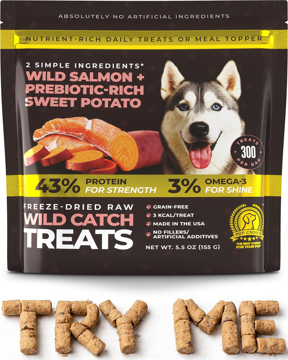 Pup Choice Wild Catch Salmon Treats bag for training rewards.