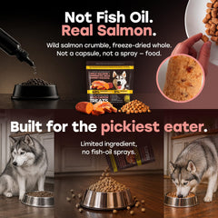 Pup Choice Wild Catch Salmon Treats bite-sized pieces close-up.