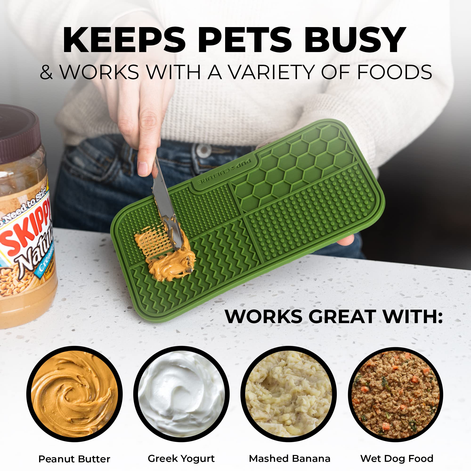 Pup Culture bite-resistant mat endures rough chewers across breeds.