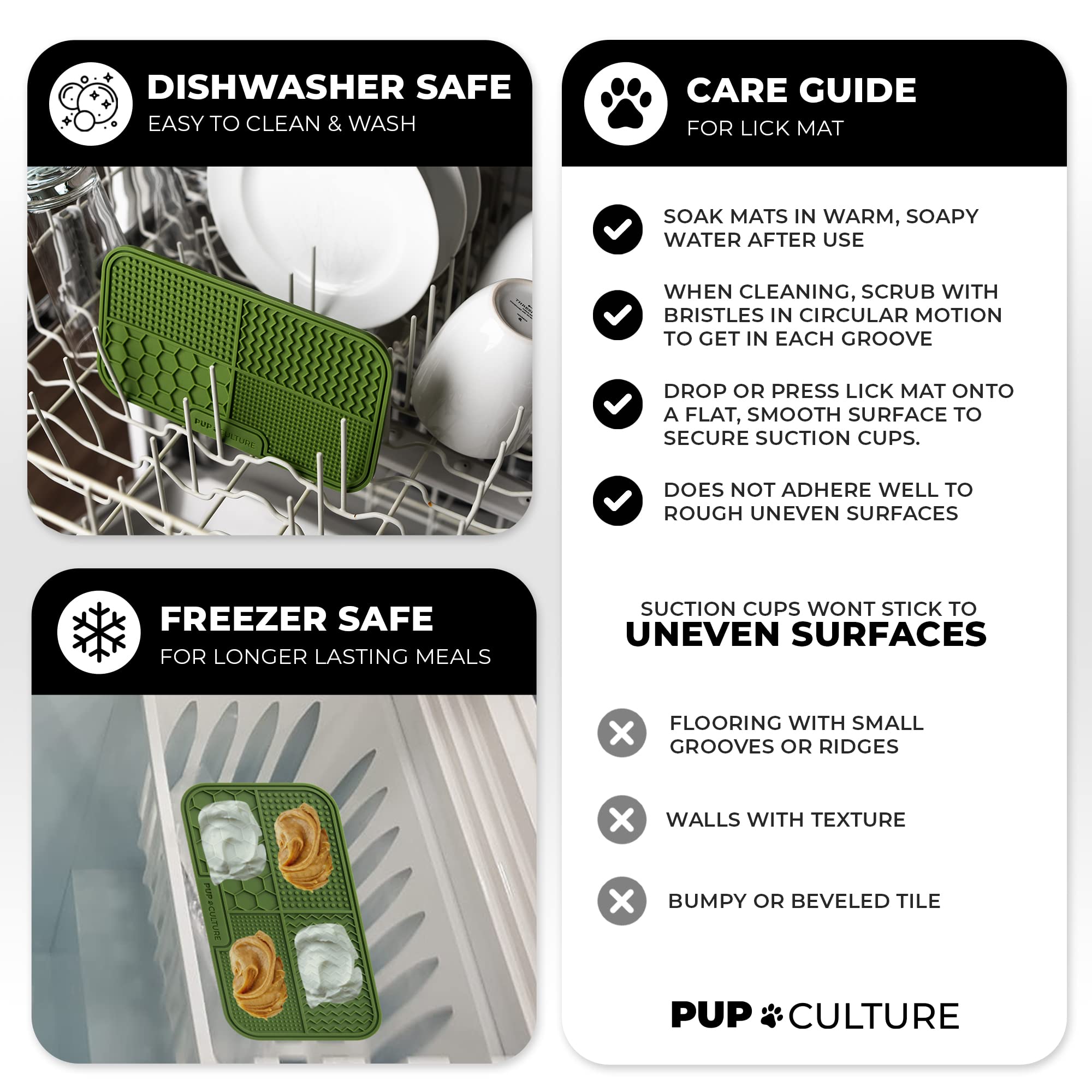 Pup Culture lick mat used during grooming or bath time distraction.