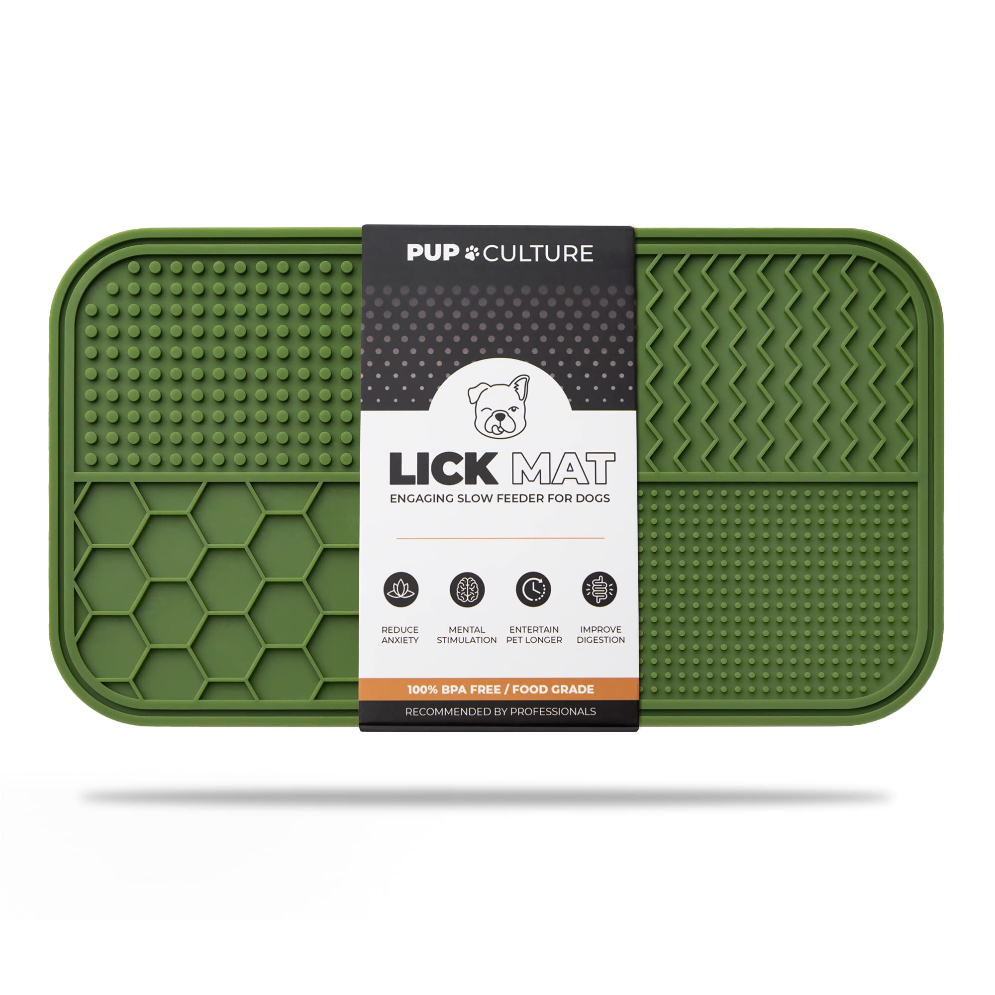 Pup Culture dog lick mat with suction design for mess-free meals.