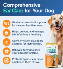 Pup Labs Ear Clear olive oil ingredient highlights natural formula for ears.