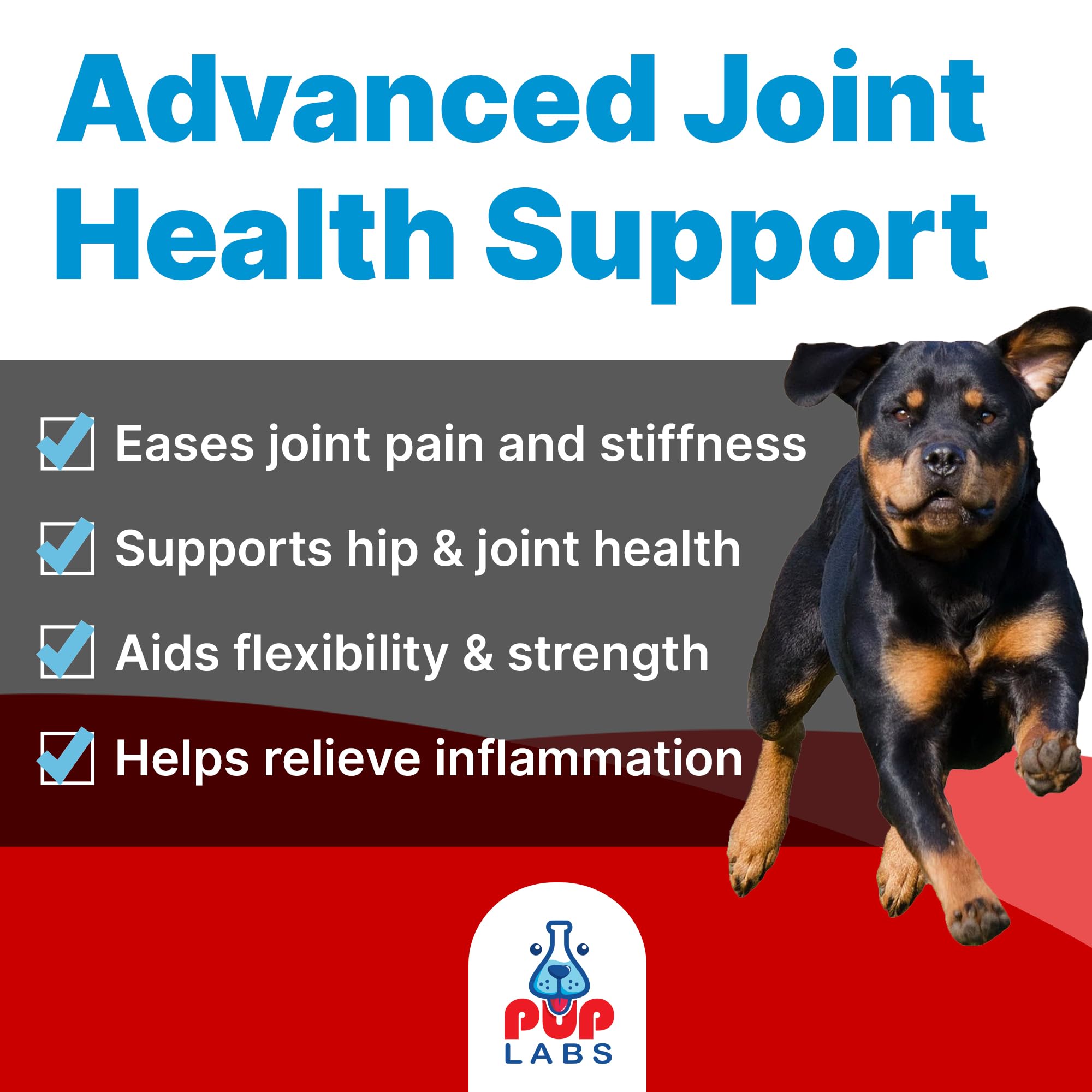 Pup Labs Freedom Joint Chews packaging highlights USA-made quality for joint care.