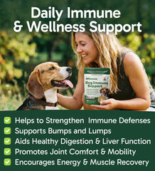 Pup Labs K9 Immune bottle and scoop shown for easy daily dosing.