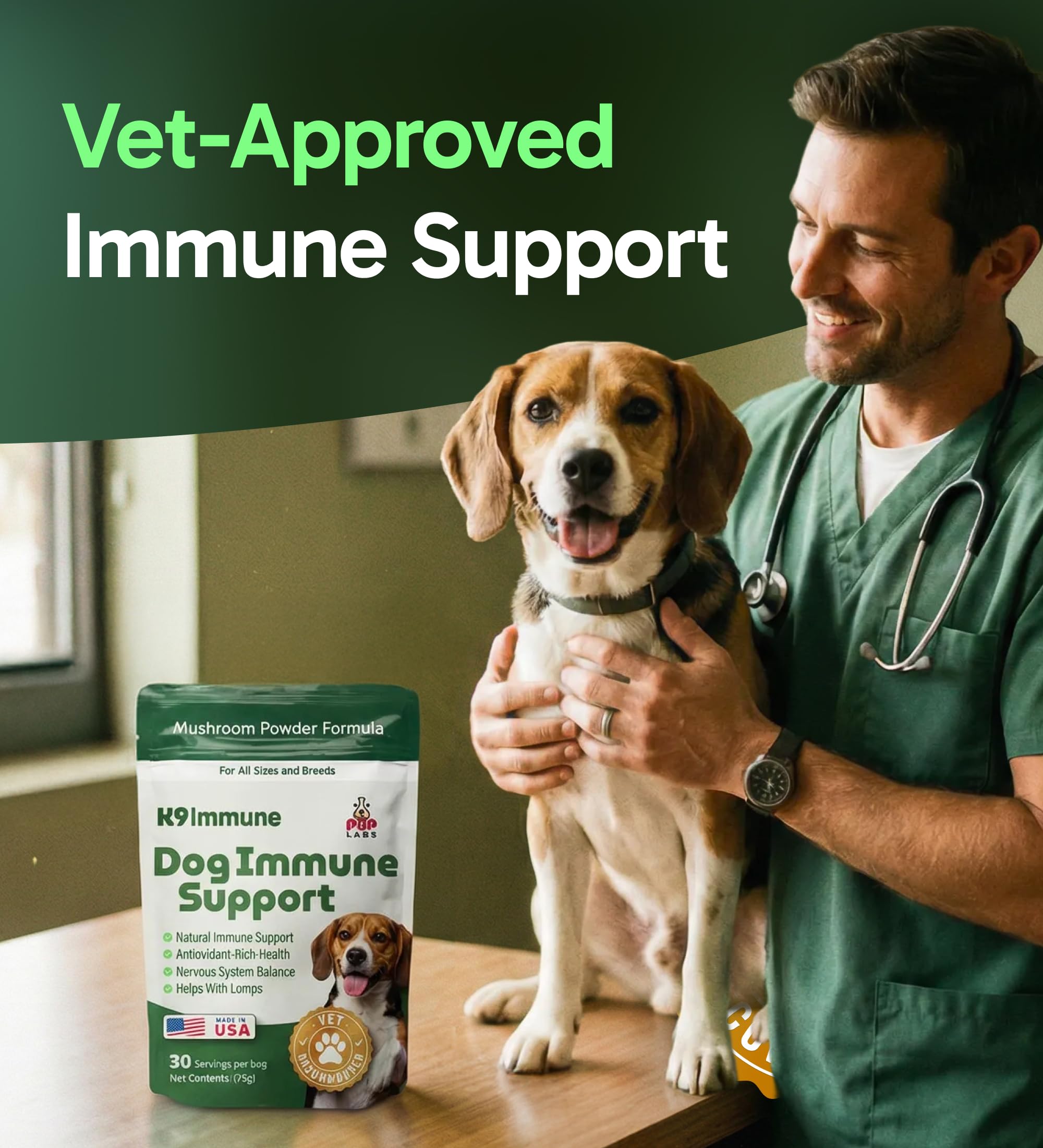 Dog enjoying a meal boosted by K9 Immune for daily vitality.