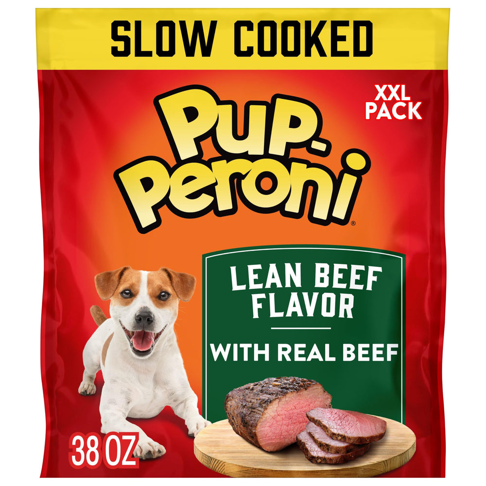 Pup-Peroni Lean Beef Flavor soft treats in bag with real beef protein