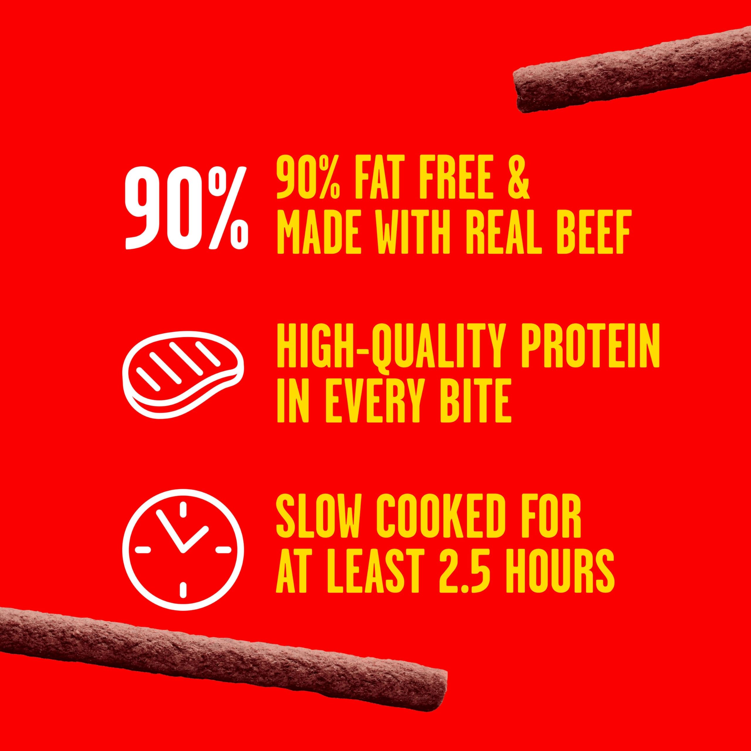 Real beef ingredient close-up on Pup-Peroni Lean Beef flavor packaging