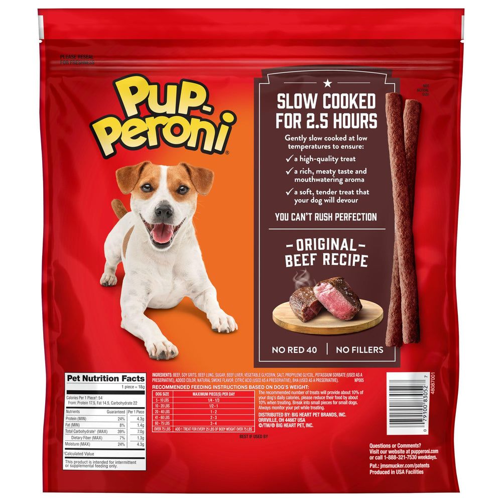 Pup-Peroni soft dog treats suitable for training and bonding.