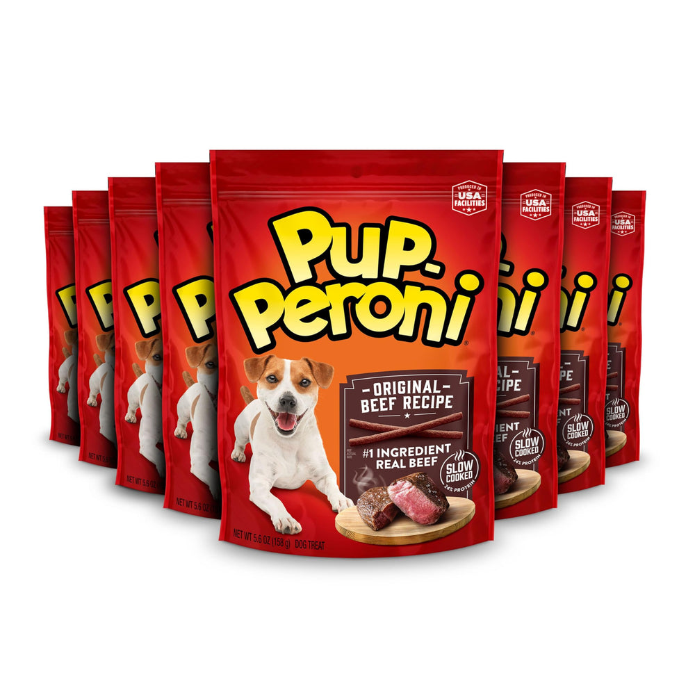 Pup-Peroni Original Beef Recipe treats in a bag, perfect for daily rewards.