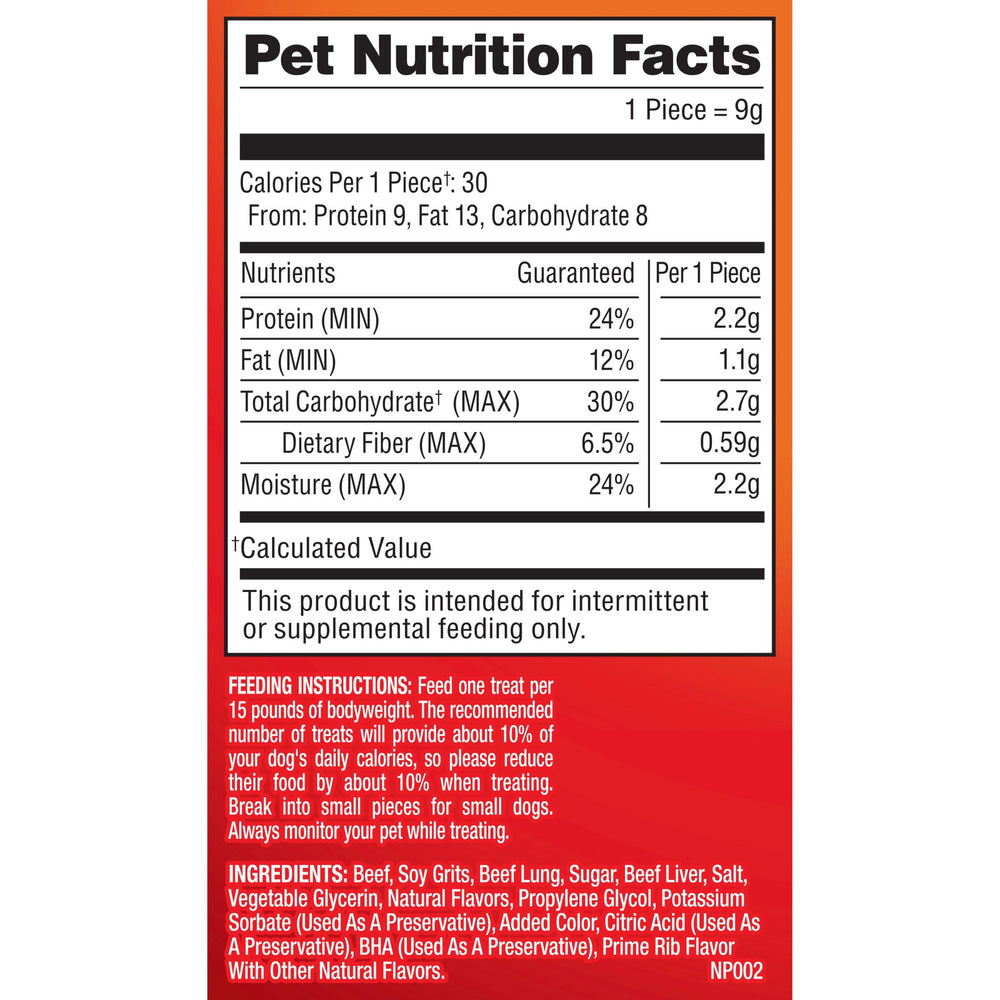 Pup-Peroni Prime Rib eight-bags-pack view—convenient snacking