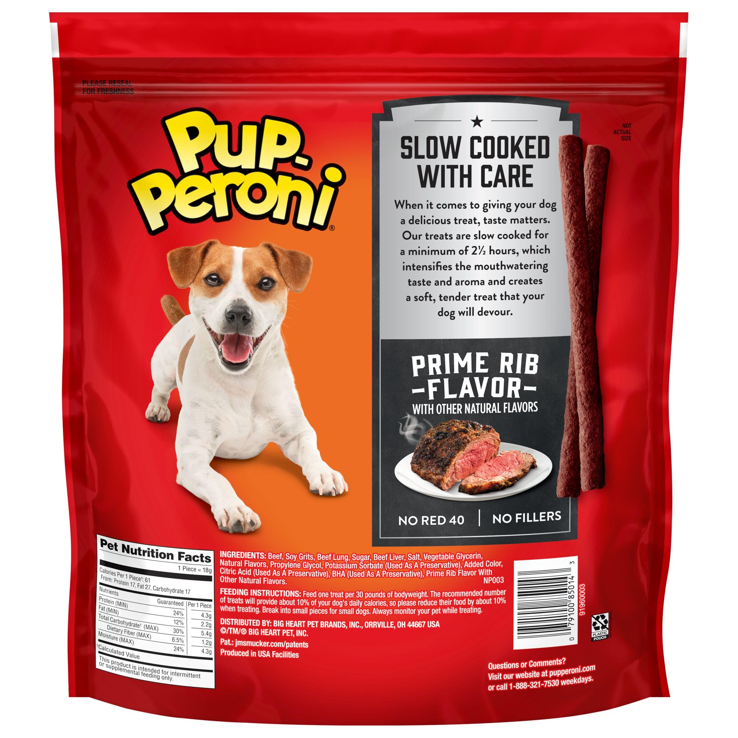 Pup-Peroni Prime Rib slow cooked aroma that enhances snack appeal