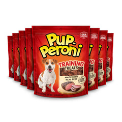 Pup-Peroni real beef training treats packaging front, ideal for rewarding training sessions.