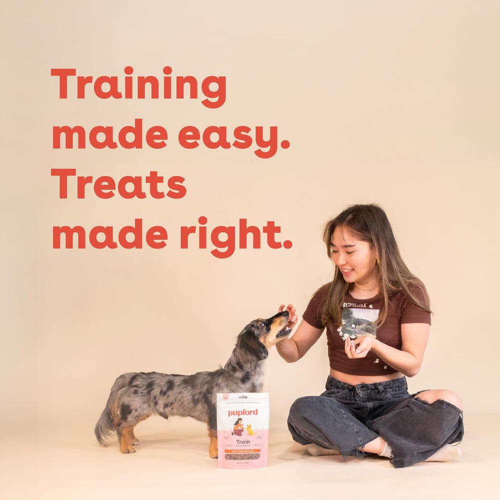 Pupford beef treats for dogs and puppies, made in the USA with real ingredients.