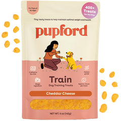 Pupford cheddar training treats in a 5 oz bag for quick rewards during training