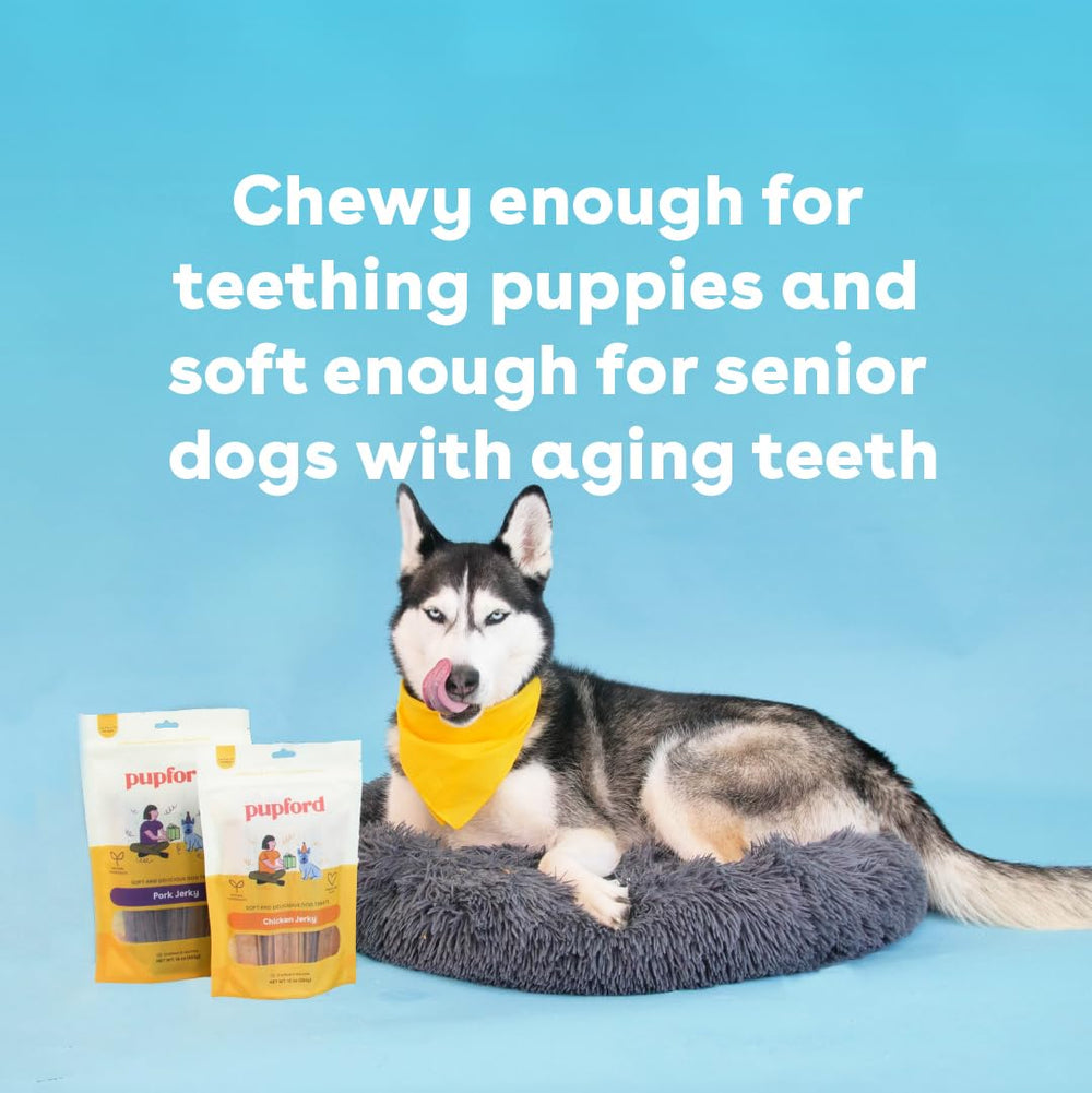 Pupford Chicken Jerky puppy-dog snack made in the USA with real ingredients.
