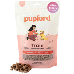 Pupford freeze dried training treats bag open for quick rewards.
