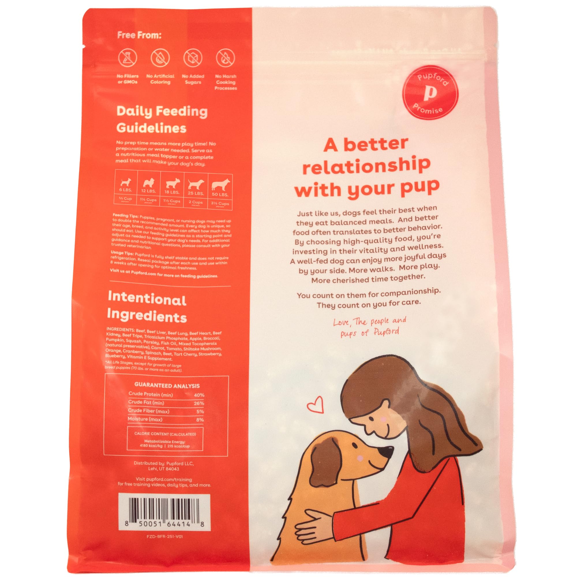 Pupford Good Dog Food freeze-dried raw process image suggests minimal processing for flavor.