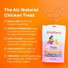 Pupford Freeze Dried Training Treats lightweight chicken bites for on-the-go sessions