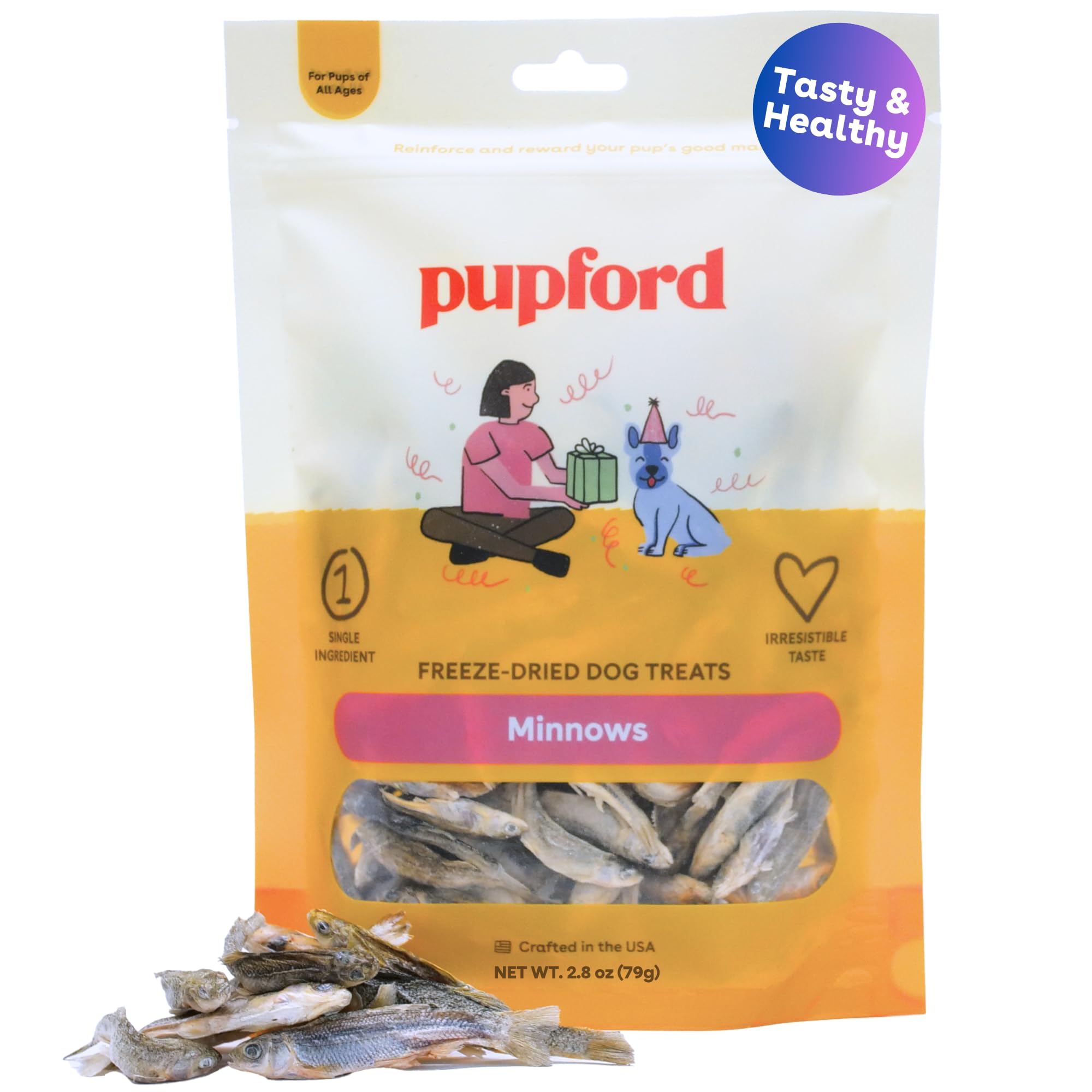 Pupford Minnows packaging highlights USA-made quality for training rewards
