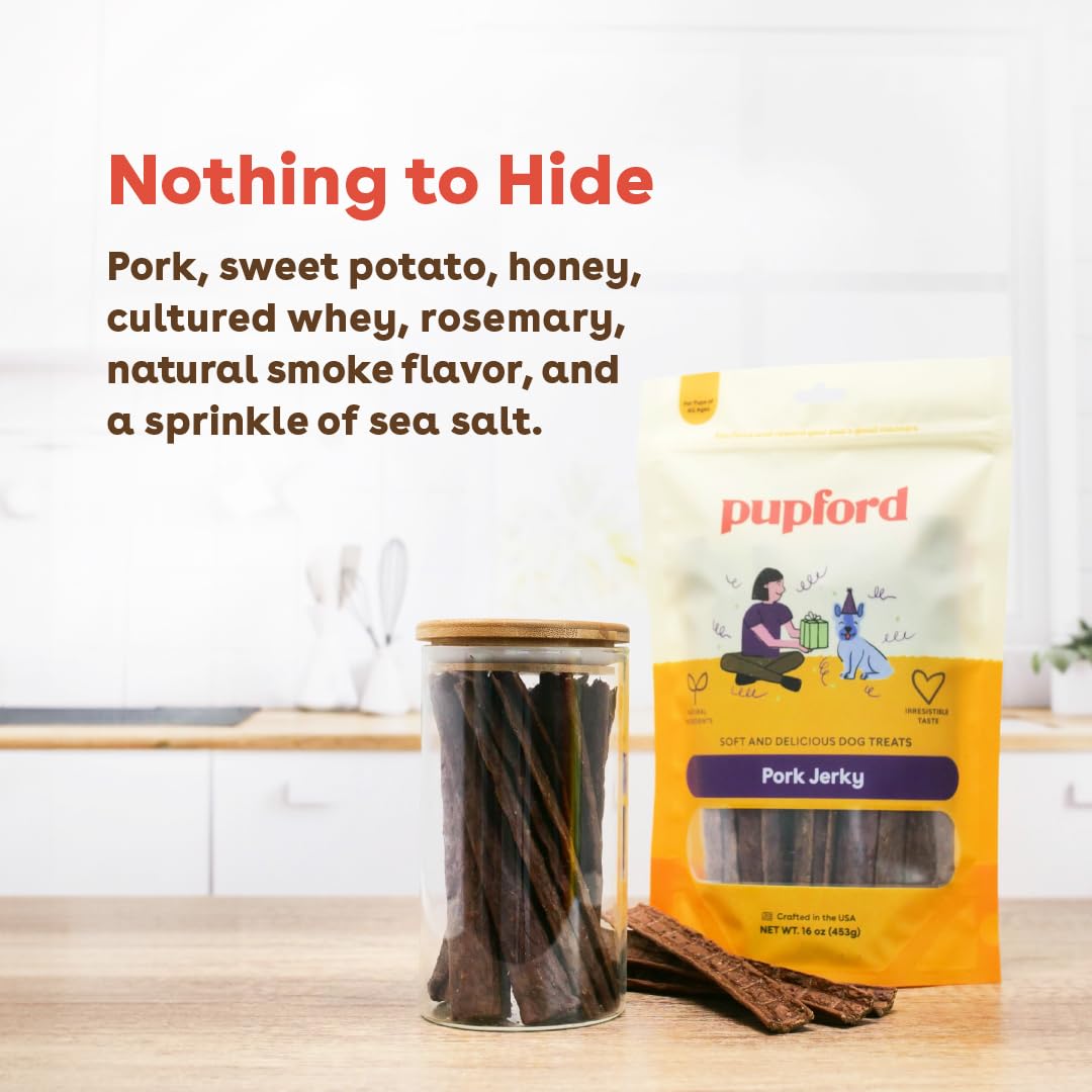 Pupford Pork Jerky uses real ingredients with no fillers.