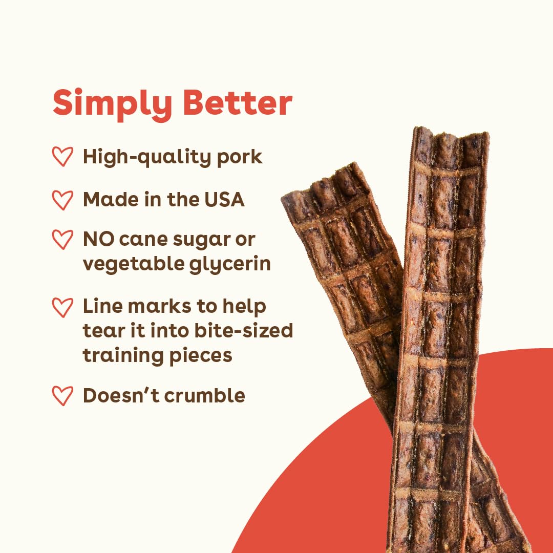 Pupford Pork Jerky tender texture makes tearing easy for all sizes.