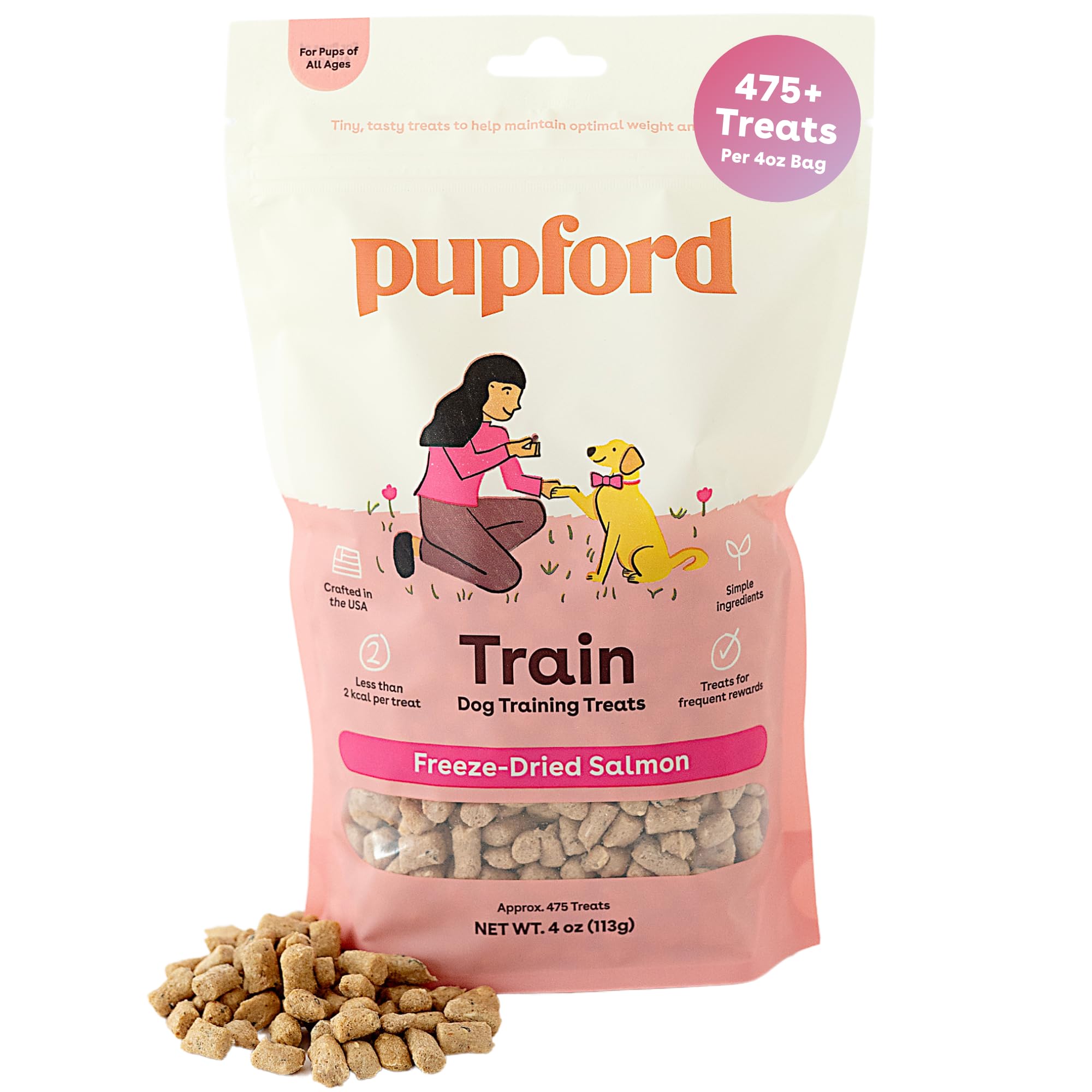 Pupford Salmon Two-Ingredient Bites—a tasty, low-calorie training reward.
