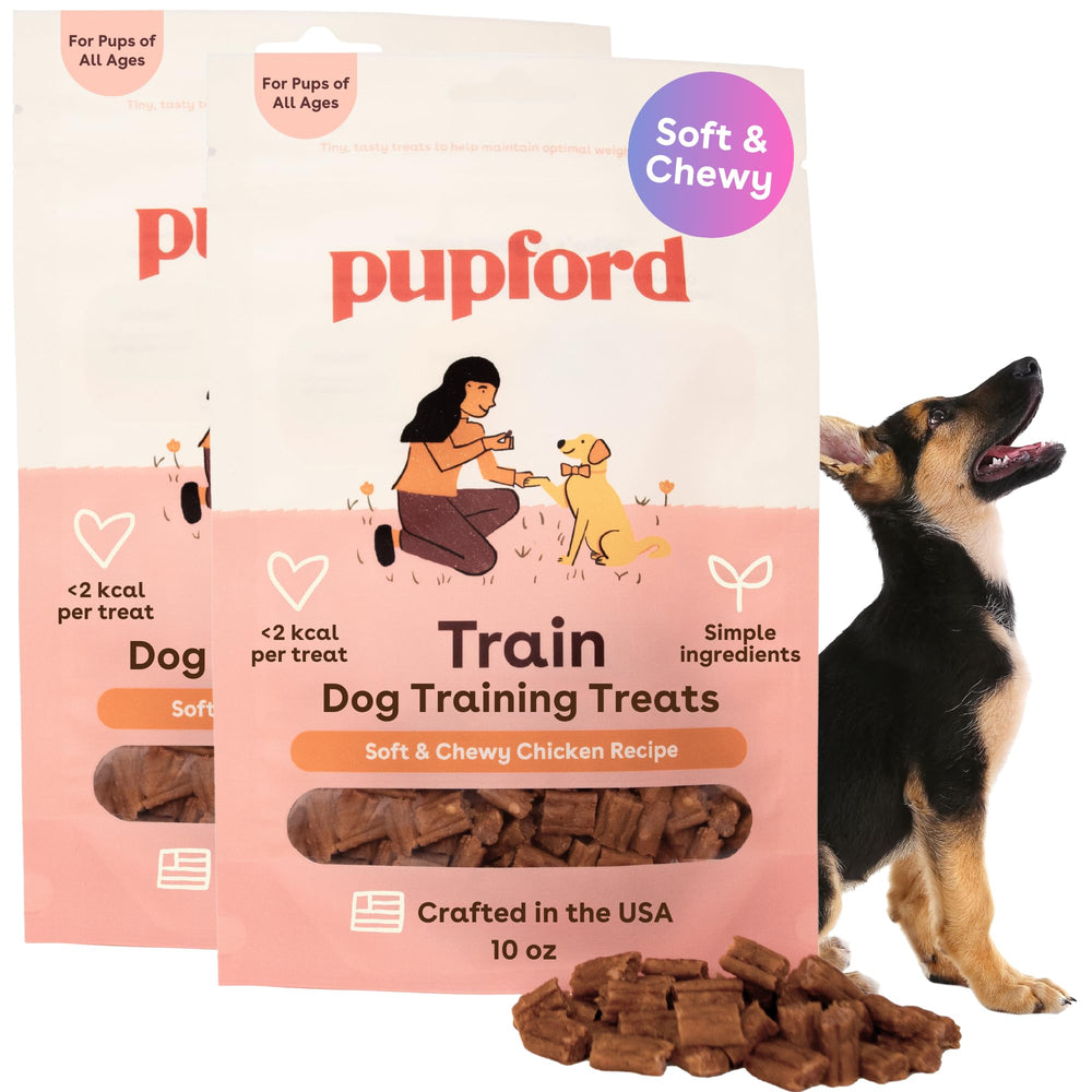 Pupford Soft & Chewy Chicken treats packaging for 2-pack, ideal for frequent rewards.