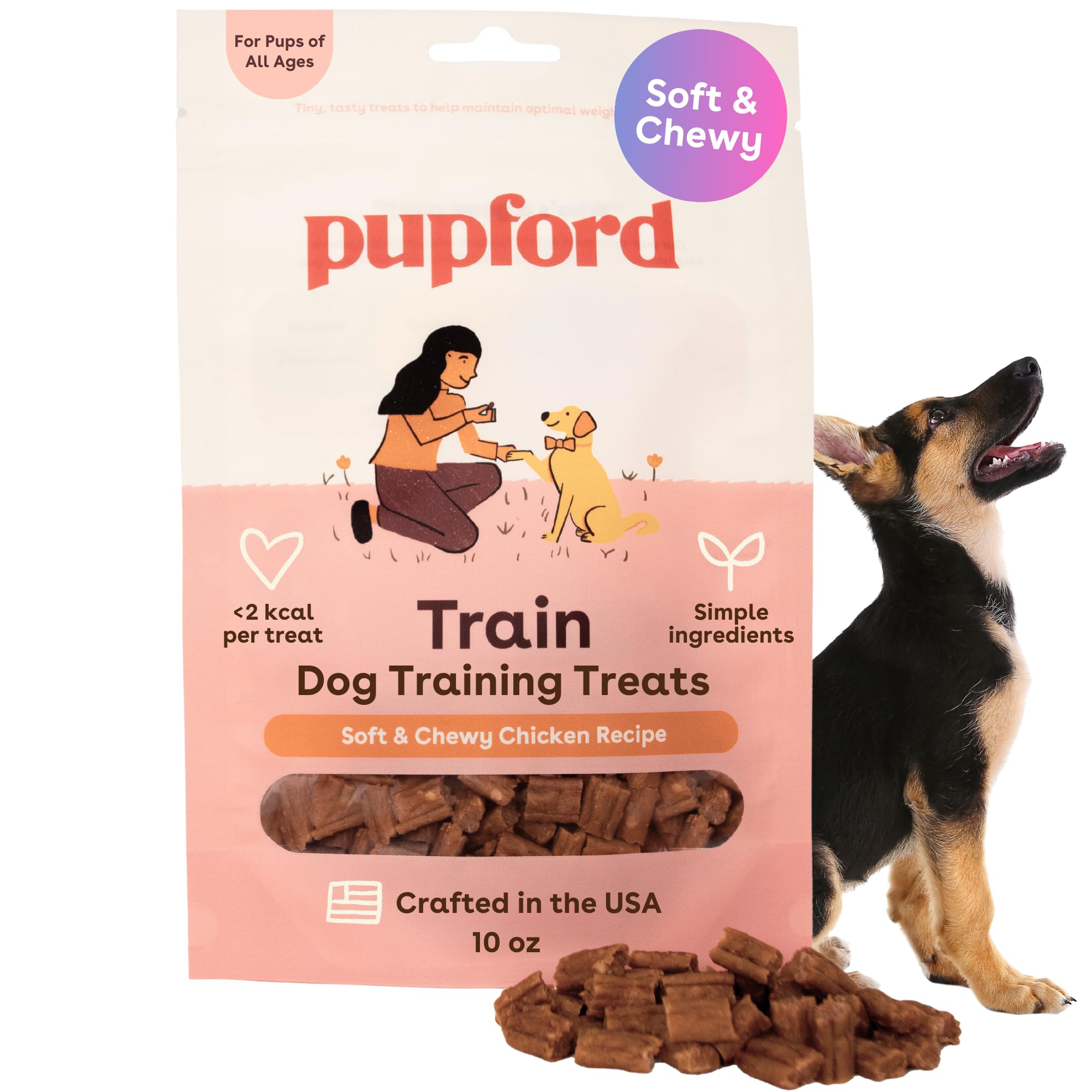 Pupford Soft & Chewy Training Treats in a chicken bag, ideal for quick rewards.