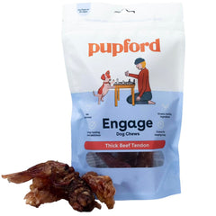 Pupford thick beef tendon chews packaging display showing natural single-ingredient dog treats