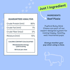 Pupford Thick Bully Sticks designed for medium and large breeds for longer chews.