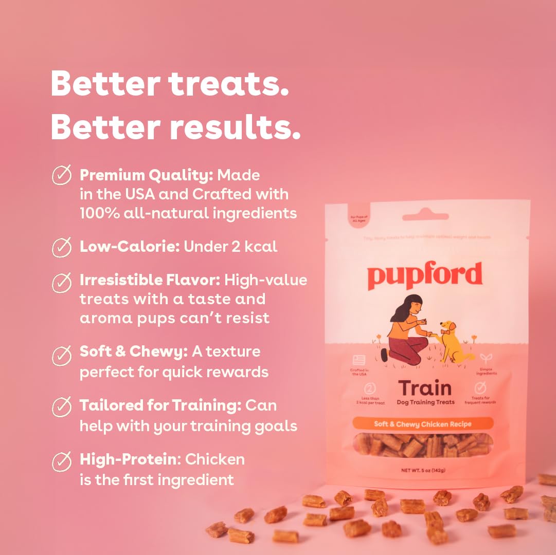 Pupford training scenario with dog, high-value aroma encouraging focus.