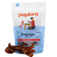 Pupford Turbo Beef Tendon Chews packaging highlights natural ingredients for dogs