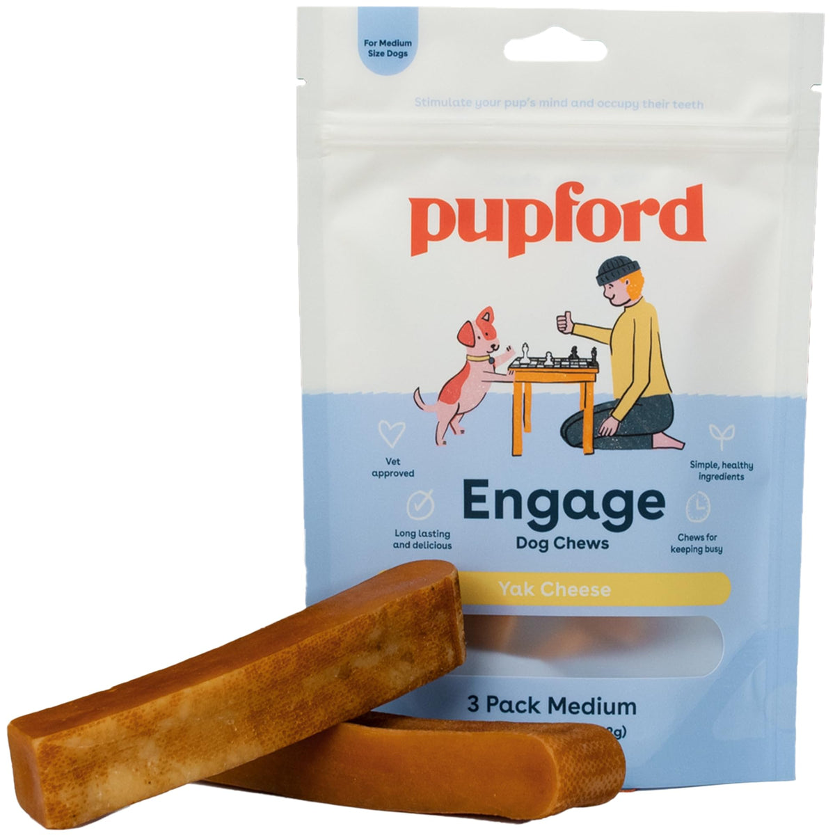 Pupford Yak Cheese Chews close-up showing firm texture for a long-lasting chew