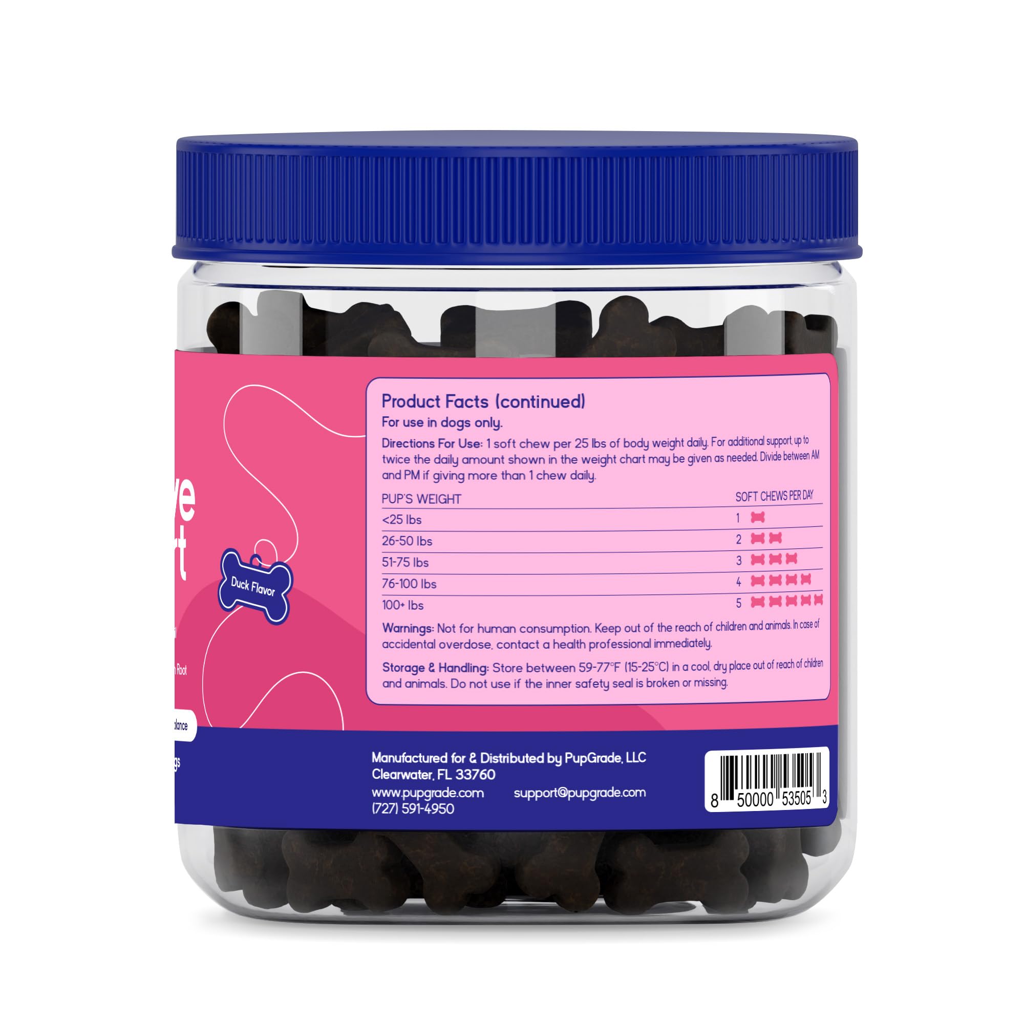 PupGrade Digestive Support packaging with duck flavor label.