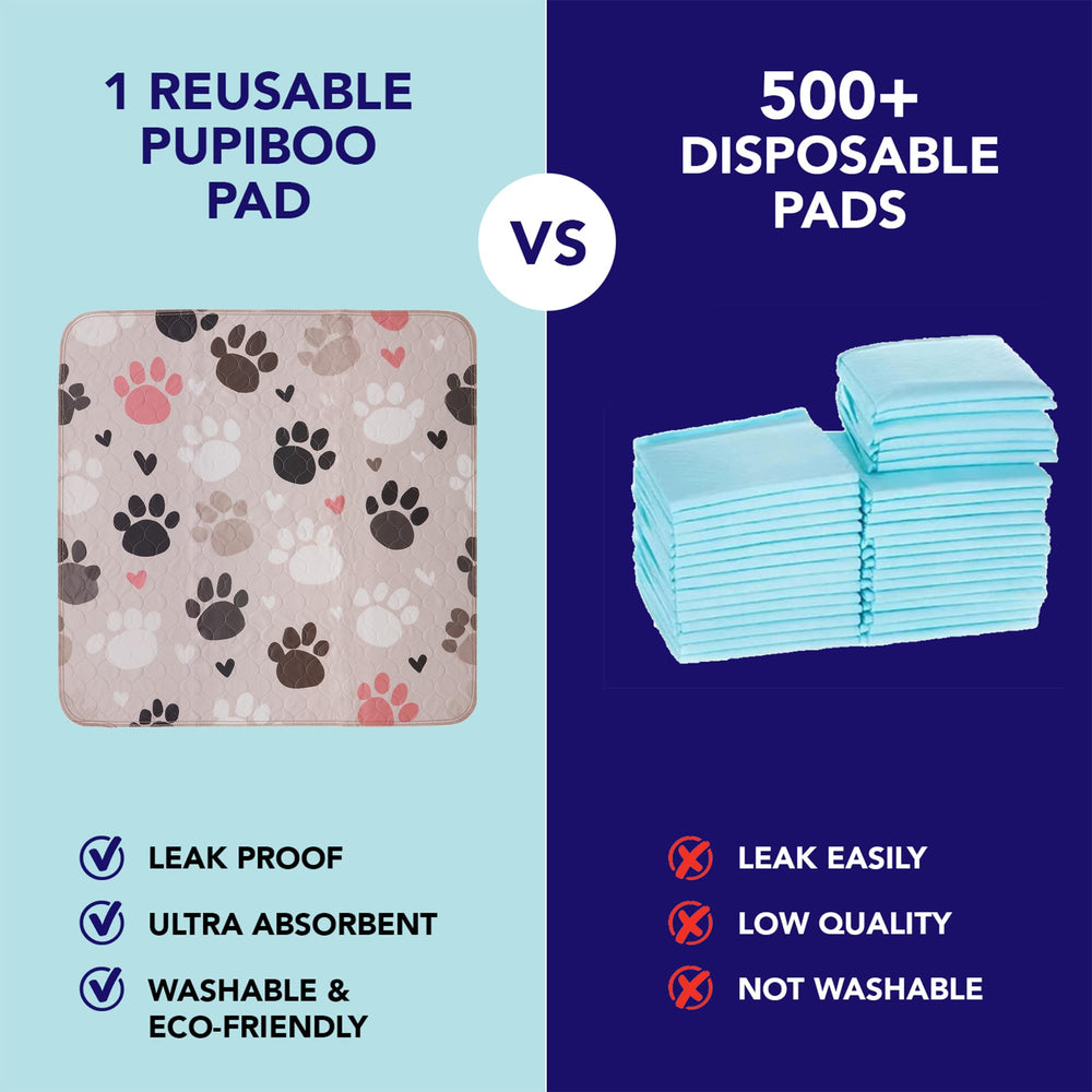 PUPIBOO pad showing waterproof-backing to prevent leaks on floors