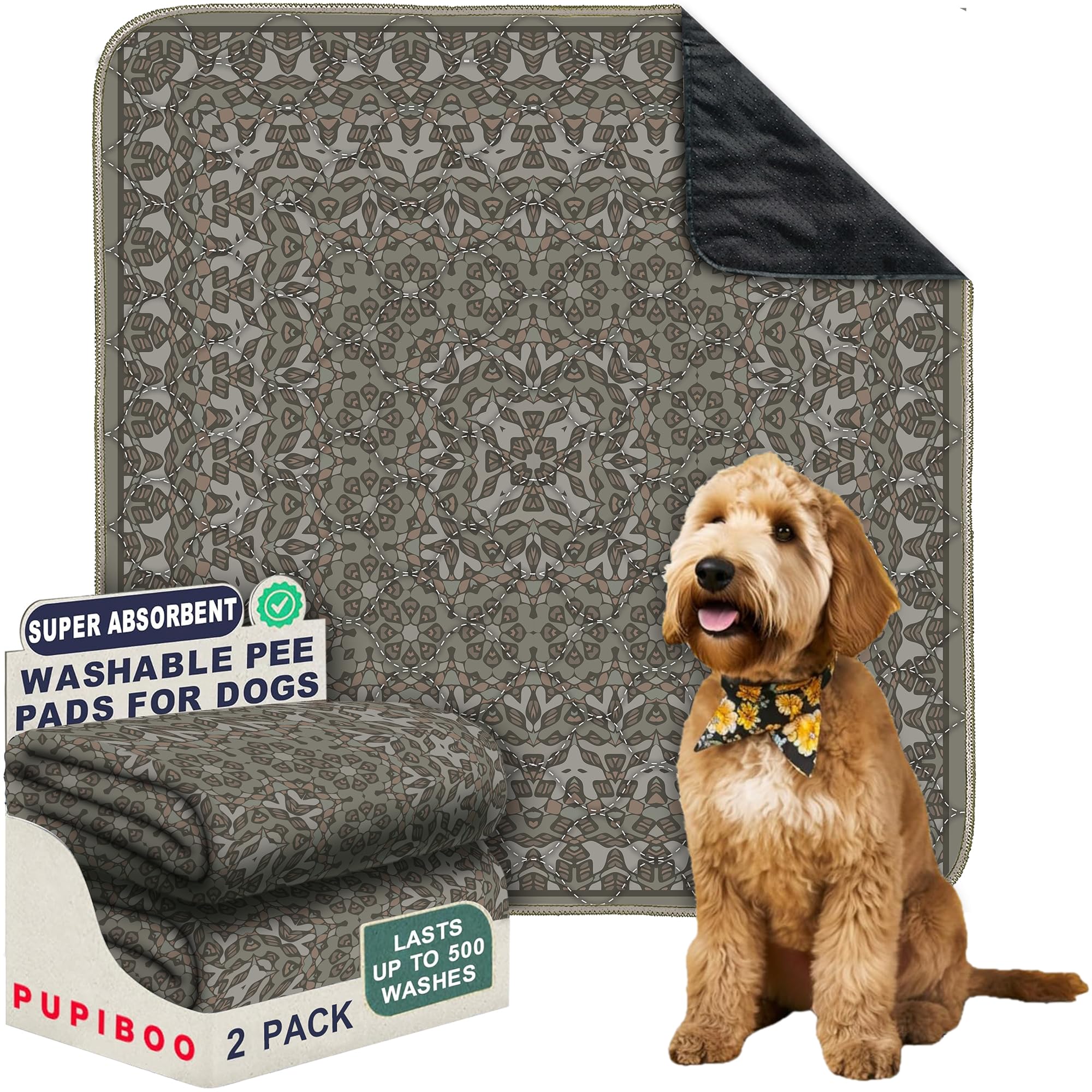 PUPIBOO washable pee pad for dogs with high absorbency and leak protection.