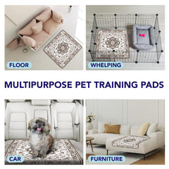 PUPIBOO pad with non-slip backing keeps it in place on wood floors