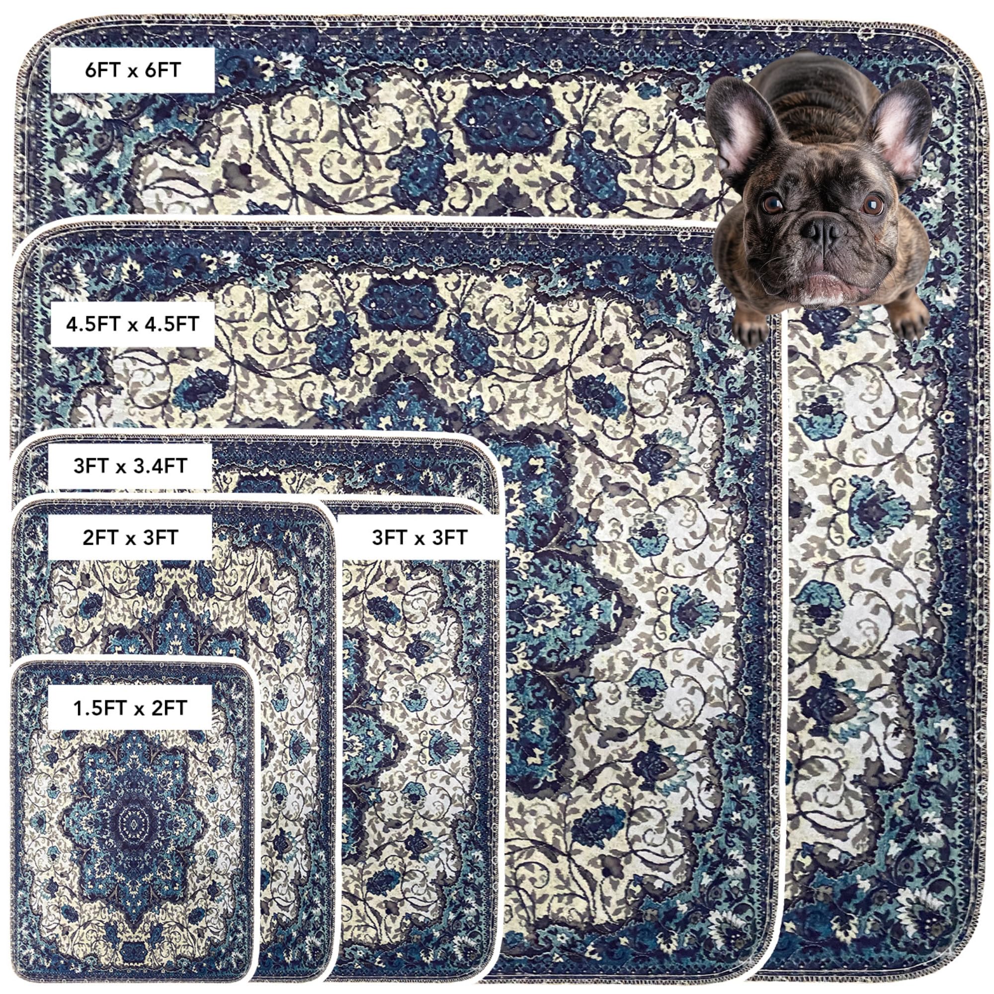 PUPIBOO pad laid on hardwood floor showing non-slip backing in use.