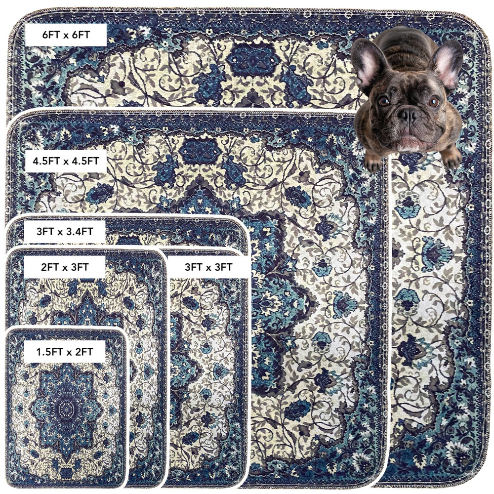 PUPIBOO pad laid on hardwood floor showing non-slip backing in use.