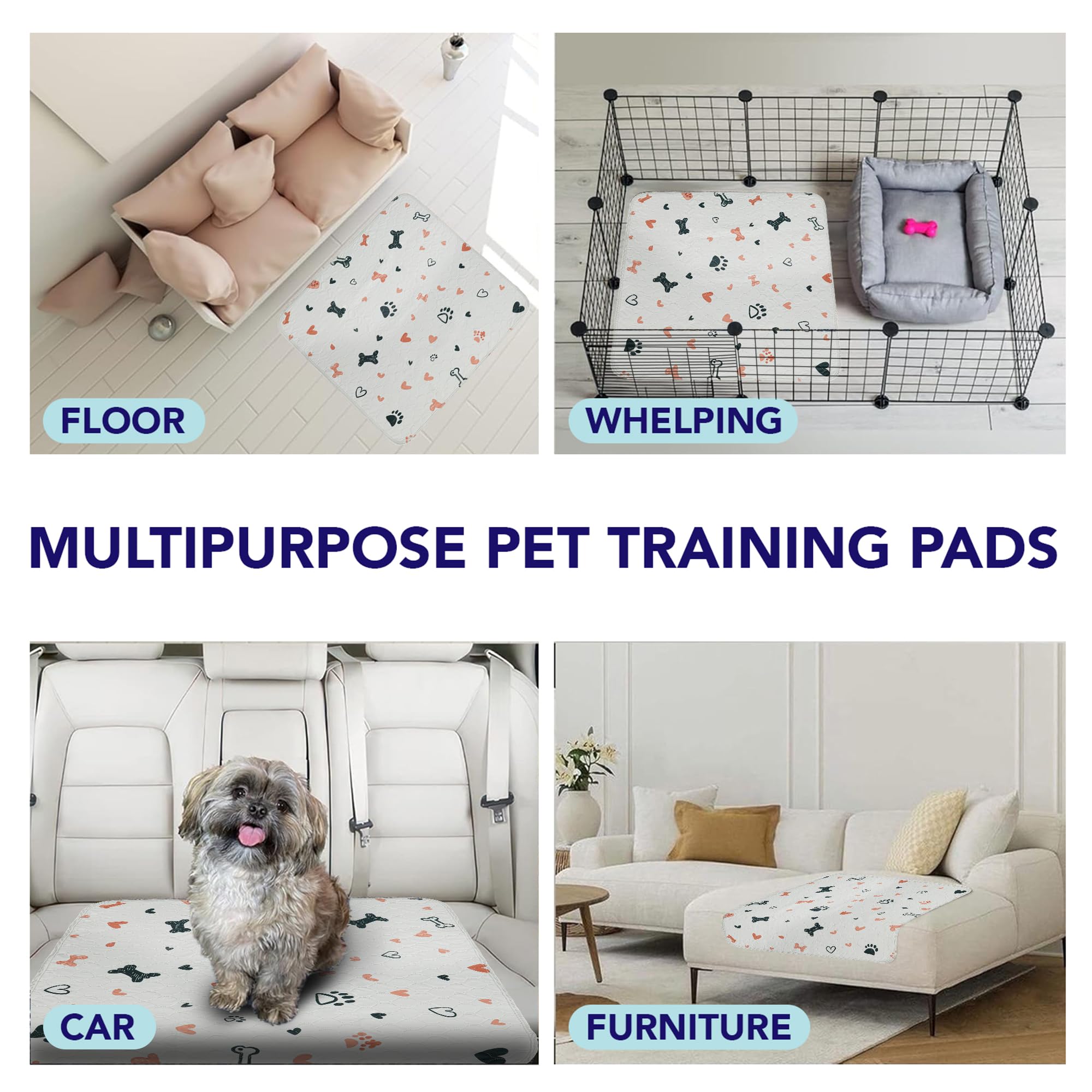 PUPIBOO pads feature stylish patterns that blend with home decor