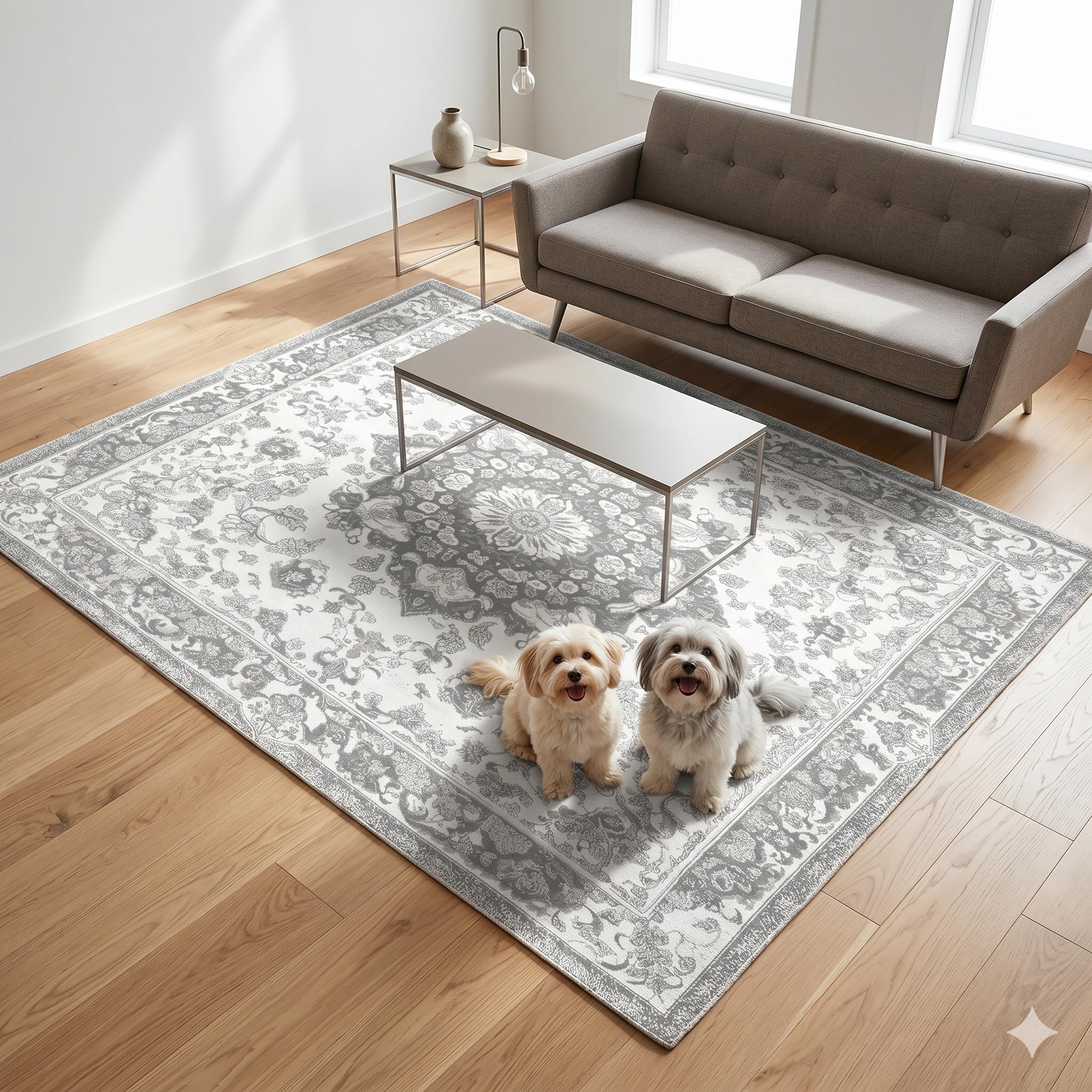 PUPIBOO washable pee pad with waterproof backing on hardwood floor for housebreaking.