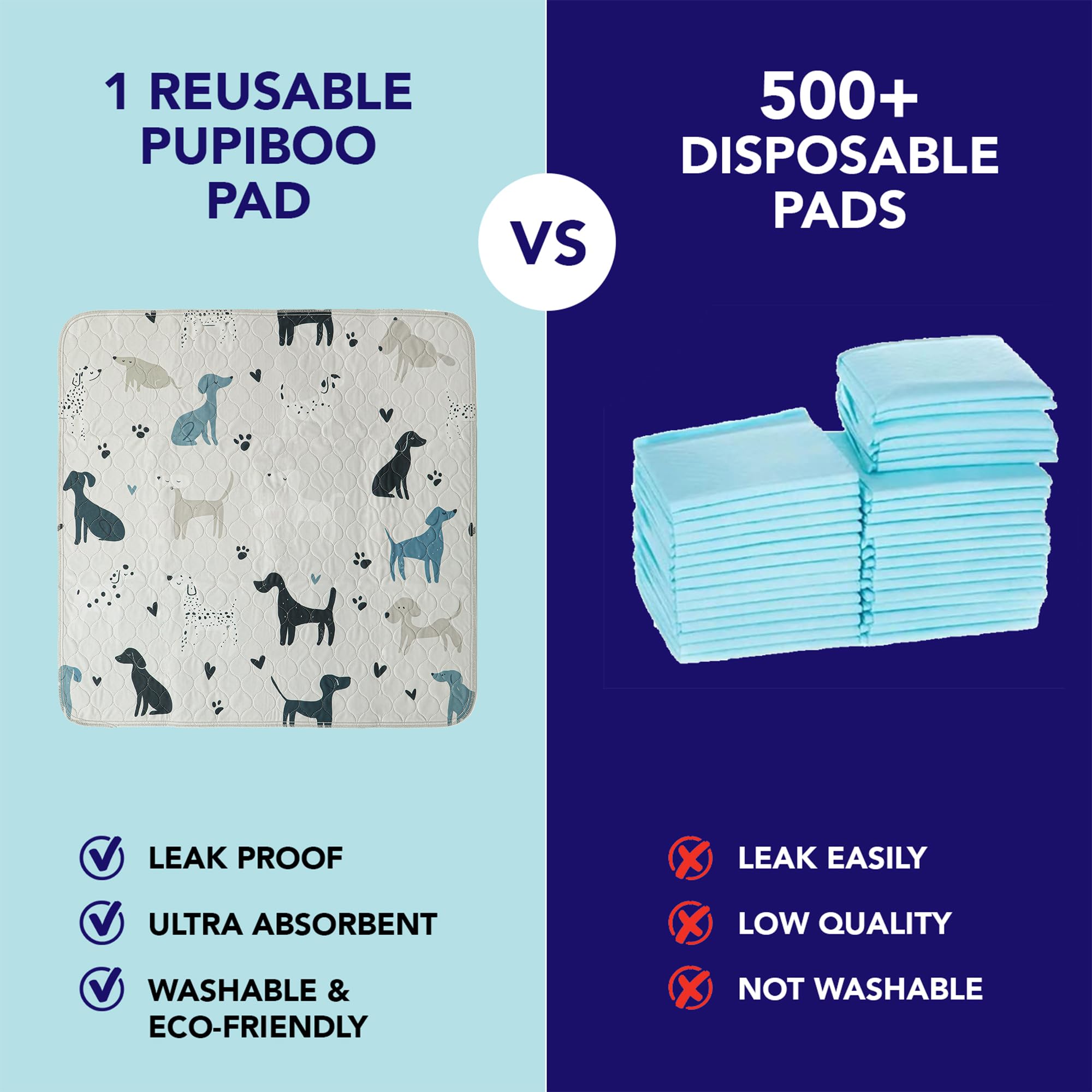 PUPIBOO pad features waterproof backing to protect floors and furniture.