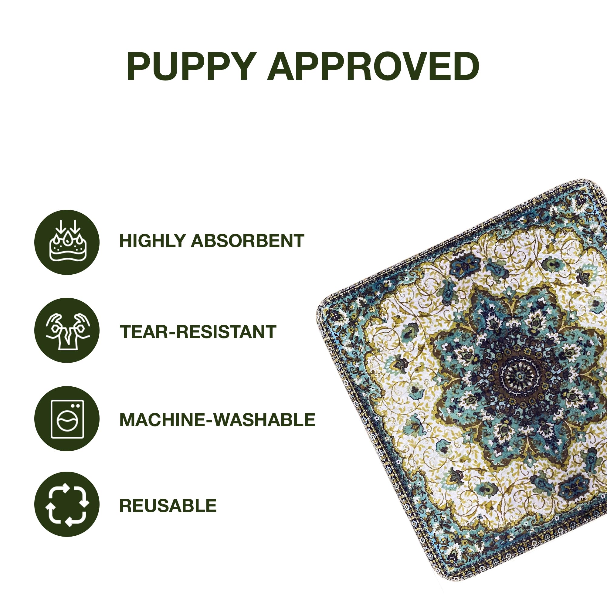 PUPIBOO non-slip pee pad stays secure on hardwood floors during house training.