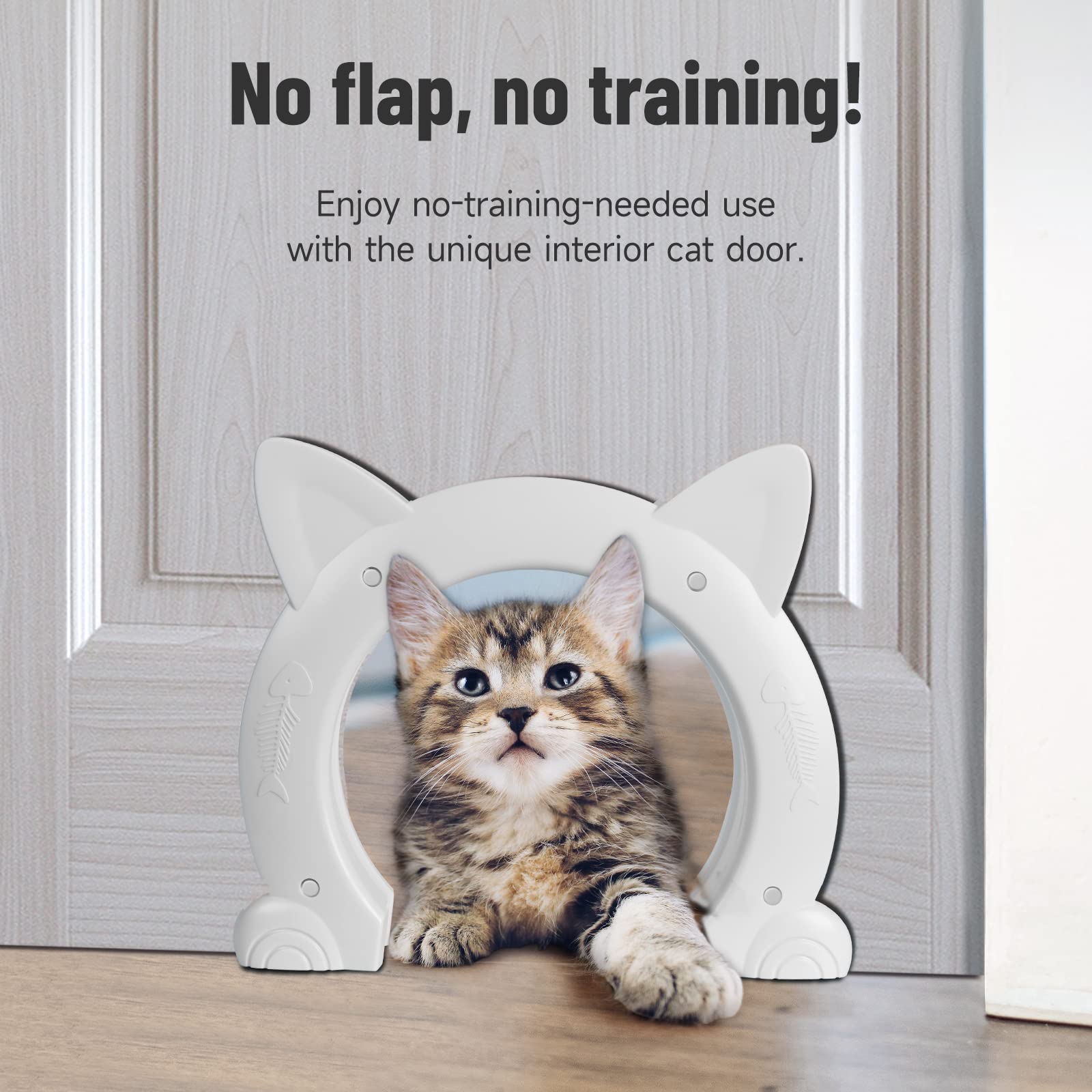 PUPIHOM cat door interior white installation guide shows quick DIY setup